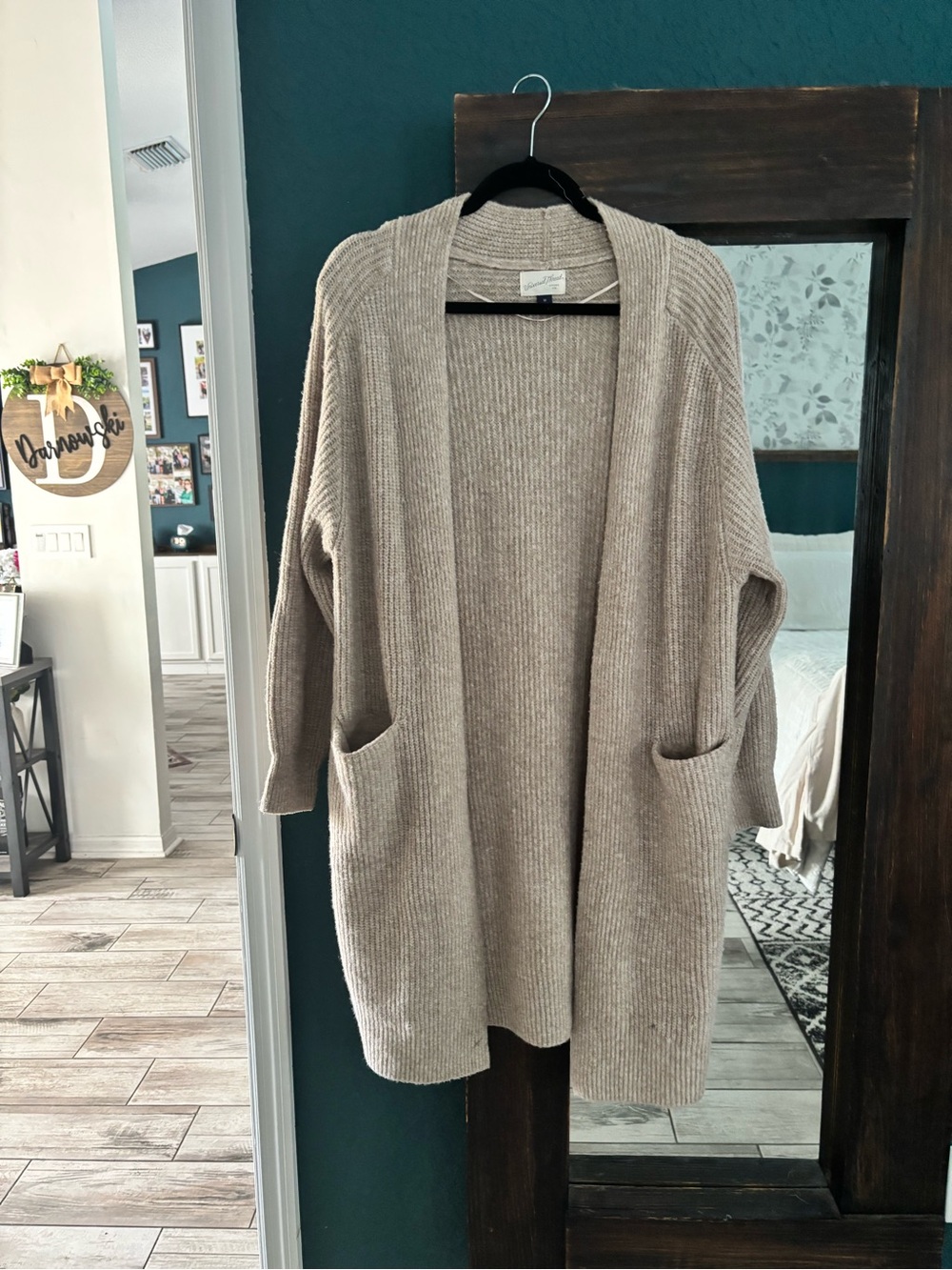 Universal Thread Taupe Open-Front Ribbed Cardigan